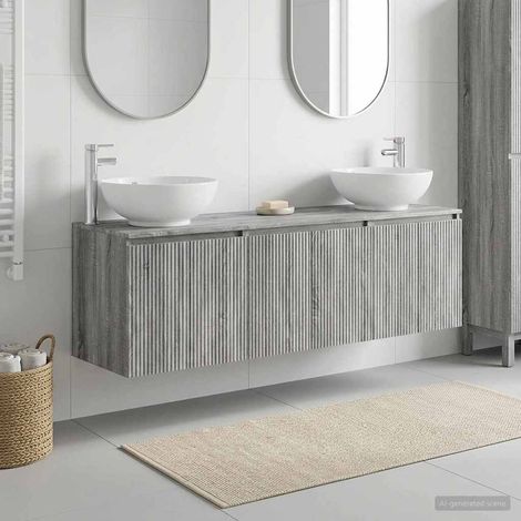 vidaXL Bathroom Cabinet Set 3 pcs Grey Sonoma 161.5 x 44.5 x 80 cm (1/5)