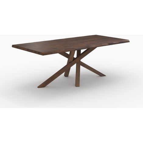 Mesa rectangular de madera maciza de hevea oscura 8 personas - Robin