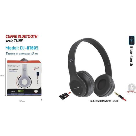 Trade Shop - Bluetooth Auriculares Micrófono De La Serie Sintonizar Para Smartphone Music Maxtech Cu-bt005 - (1/2)