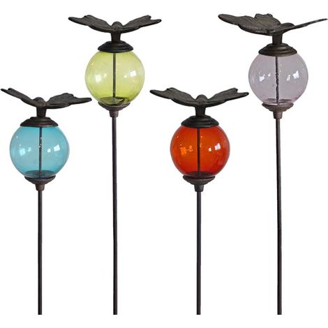 Set de 4 tuteurs boules colorées Animaux Papillons