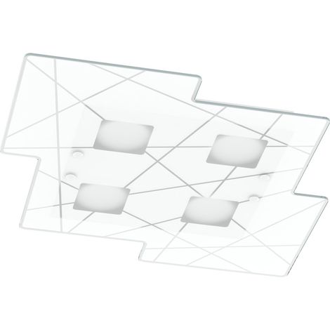 Plafoniera Contemporanea Focus Metallo Bianco Vetro 4 Luci Gx53