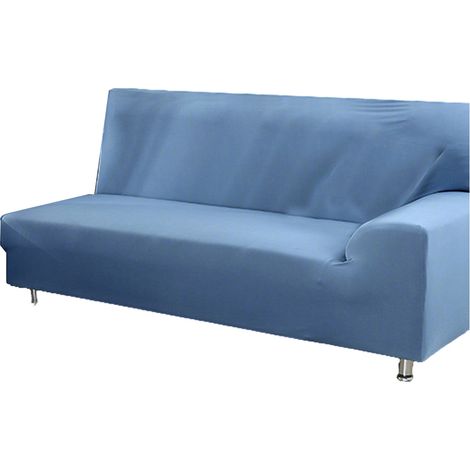 Housse de canapé élastique universelle tout compris pour canapé d'angle en cuir, 2 places (145-185 cm, Gris bleu) (1/5)