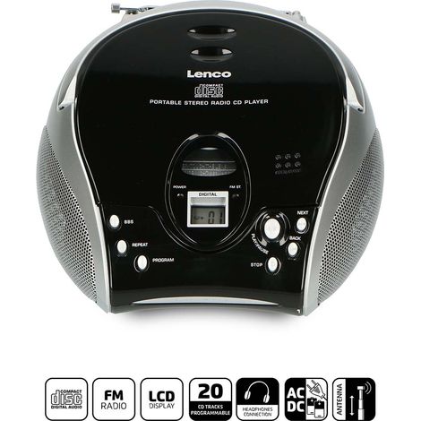 Radio fm stereo portatile con lettore cd neroargento (1/5)