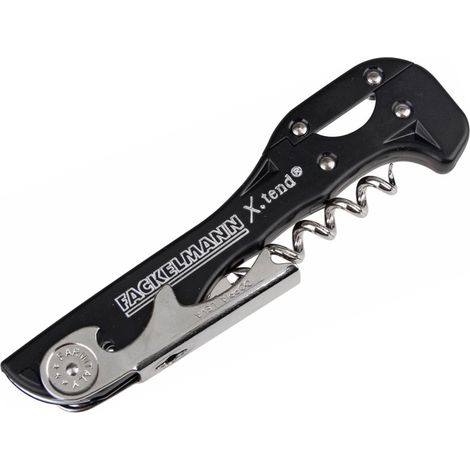 FMprofessional Cavatappi X-tend dotato di Leva e Taglia Cartine, corpo in plastica, spirale in acciaio inox, ca 132x40 mm, 79x227 mm, appendibile Uso professionale