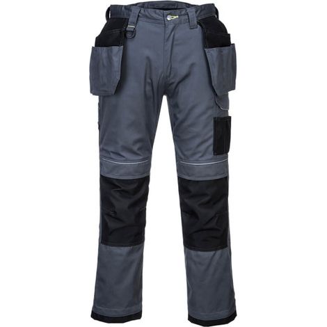 Pantalón elástico de trabajo PW3 con bolsillos de pistolera / Gris Negro / 42
