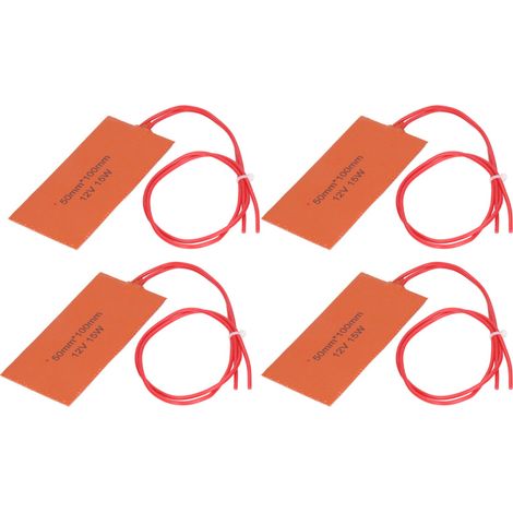 Juego de 4 alfombrillas calefactoras flexibles de silicona para mantas eléctricas o bidones de aceite, 12 V, 15 W (1/5)