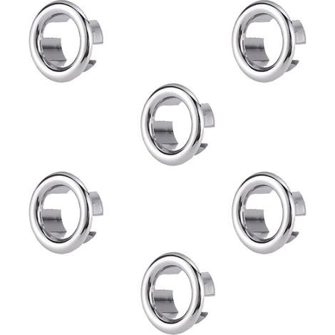 Anneau de trop-plein pour évier, 6 pièces, remplacement pour trou d'évier, garniture de trop-plein ronde pour lavabo, bouchon pour trou d'évier, pour baignoire, cuisine, évier (1/5)