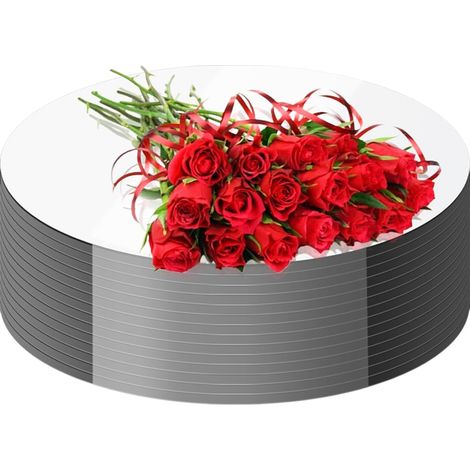 Lot de 8 miroirs ronds pour décorations de table, miroirs en acrylique, plaques à bougies, plateaux de miroir ronds, carreaux de miroir pour décorations de table décoration murale (25 cm, 30 (1/5)