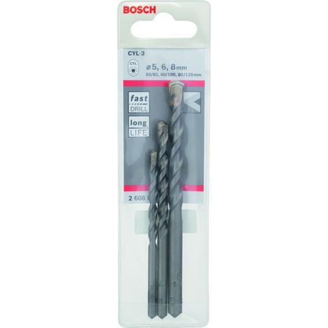 Broca CYL-3 piedra hormigón: set 3 uds BOSCH 2608597709 (1/2)