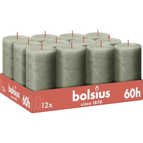 Bougie rustique - Vert - Lot de 12 - 13 cm - Bougies décoratives - Contient de la cire végétale naturelle - Sans huile de palme (1/5)