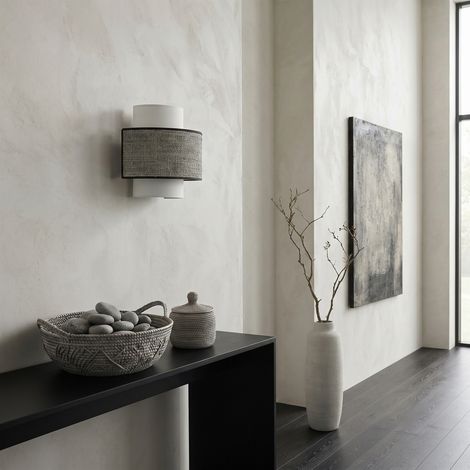 Aplique de Pared de Rafia Gris y Blanco Serie CIRA (1/5)