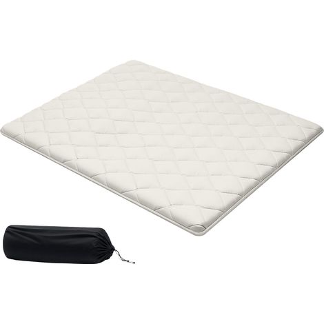 Mophorn Materasso Futon Giapponese 2032 x 1524 x 63,5 mm, Tatami Pieghevole Matrimoniale con Borsa per il Trasporto e Kit di Montaggio, Materassino a 9 Strati per Yoga e Meditazione, Colore Bianco (1/5)