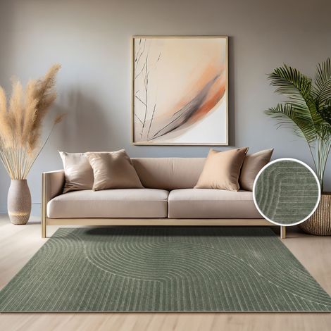 Paco Home Alfombra Salon De Habitacion Cocina Exterior Terraza Jardin Nordica Boho Chic 120x170 cm, Verde (1/5)