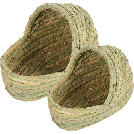 Nid de Poule en Paille Tressée Forme Pantoufle Vert 2pcs Facile à Nettoyer et Entretien Minimal pour Poulets en Ferme ou Jardin (1/5)