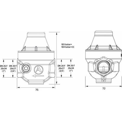 Riduttore isobar FF 3/4 coperchio composito iso20fcc