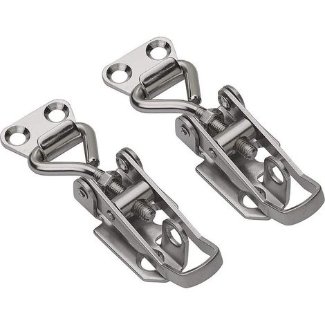 Lot de 2 loquets réglables à levier en acier avec loquet à ressort en acier pour armoire, boîte, tiroir, placard, mallette médicale, boîte à outils. (1/5)