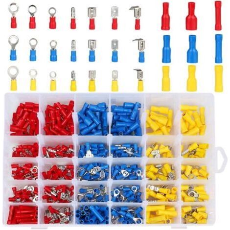 480pcs Cosse Electriques,Cosses Electriques pour Voiture,Connecteur Electrique,Assortiment Connecteurs Isoées sertissage (1/5)