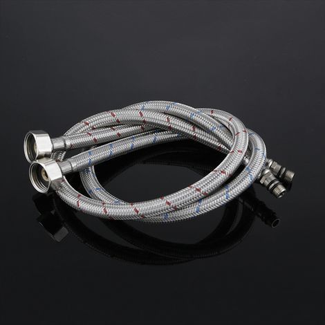 Tuyau flexible tressé 304, écrou de 1/2 pouce, tuyau d'arrivée d'eau chaude et froide pour robinet de cuisine (1/5)
