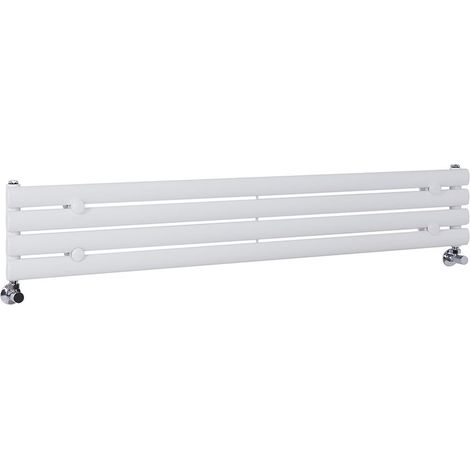 Milano Aruba White Horizontal Single Oval Panel Radiator - 236mm x 1400mm (1/5)