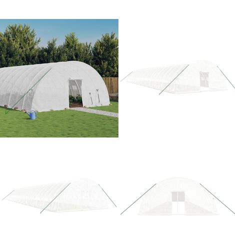 Serre avec cadre en acier blanc 144 m² 24x6x2,85 m - Serre Jardin - Abri Jardin - Serriculture - Culture Maraîchère - Greenhouse - Home & Living