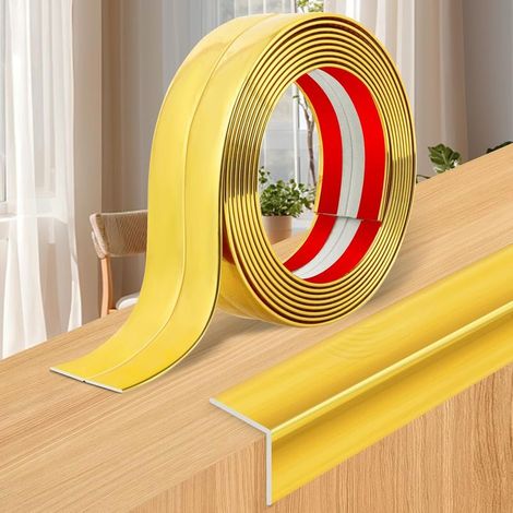 Baguette d’angle PVC dorée 2cm×6m – Moulure autocollante souple pour carrelage et plafond – Protection des bords – Installation facile (1/5)