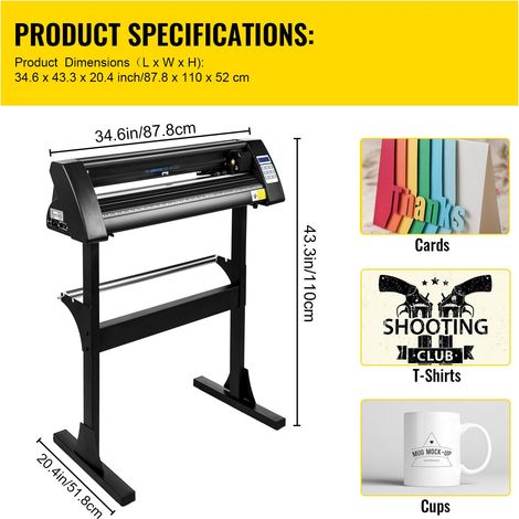 Mophorn Máquina cortadora de vinilo de 28 pulgadas, plotter con alimentación de papel de 720 mm y soporte de suelo resistente, color negro (1/5)