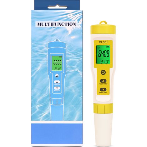 3-in-1-Restchlor-Tester für Pool und Leitungswasser - Messung von CL301, Wasserstoff H2 und Temperatur - Präziser Wasserqualitätsanalysator-lsw