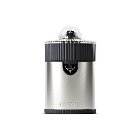 Guzzini, Sous Chef - Exprimidor de cítricos con tapa a prueba de polvo, 100 W, acero inoxidable, base orgánica, doble cono 2 en 1, boquilla antigoteo (antracita)