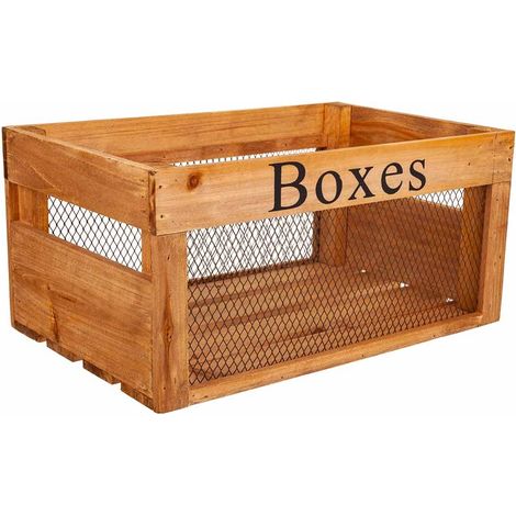 Cajón de madera y metal marrón 36x23x17h cm