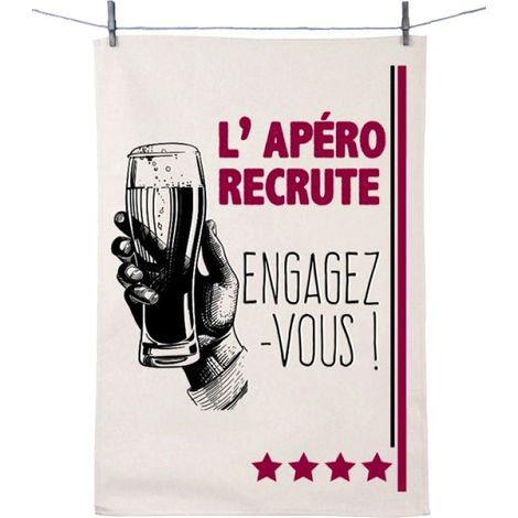 Essuie main en coton décoré - L'apéro recrute