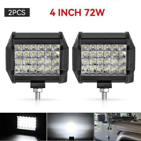 Barre lumineuse de travail LED 4" ou 7" (10 ou 18 cm) 144 W/120 W, faisceaux spot et large, pour voiture, tracteur, bateau, camion tout-terrain, SUV, quad, éclairage de réparation automobile (2 unités (1/5)