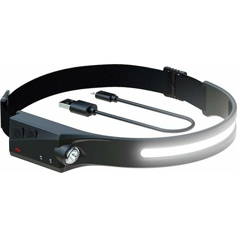 Lampe frontale LED, lampes frontales rechargeables avec toutes les perspectives d'induction, nouvelle mise à niveau, résistant à la chaleur et à la transpiration, 350 lumens, résistant aux intempéries (1/5)