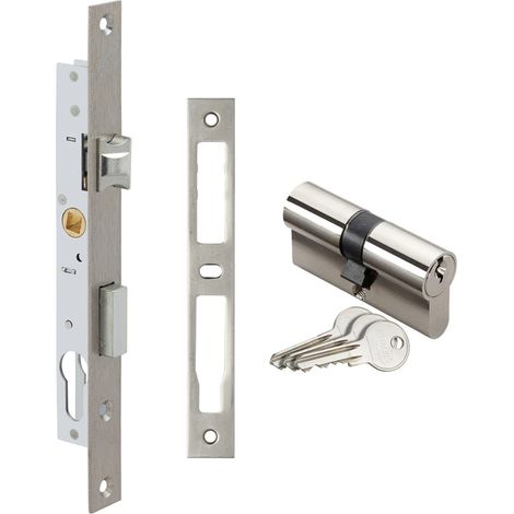 Metalux – Serrure pêne dormant 1/2 tour 28 mm – Entraxe 70 mm – Gâche inox – Coffre galvanisé – F107281020 (1/5)