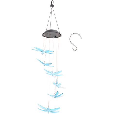 Carillon Solaire Libellule - Lumière LED Colorée Étanche IP45 - Pour Jardin Terrasse Extérieur Et Intérieur - Lot De 1 (1/5)