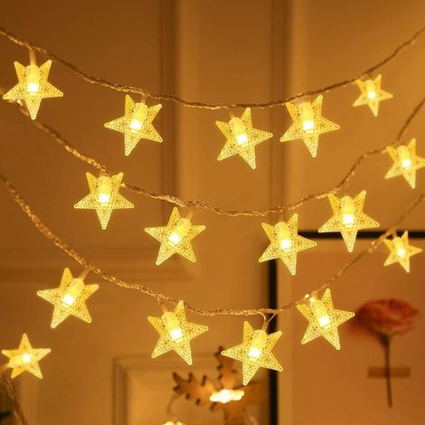 Sternenlichterkette, 1 Beleuchtungsmodus, Dekoration für Schlafzimmer, Terrasse, Party, Geburtstag, Valentinstag, Weihnachten, Baumschmuck – 3 m, 20 LEDs