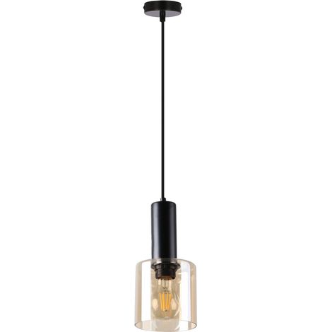 Suspension loft noire verre ambre E27 Isar Candellux (1/3)