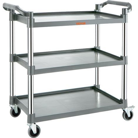Chariot de Service Transport Utilitaire 3 Niveaux Charge Totale 100kg Gris (1/5)
