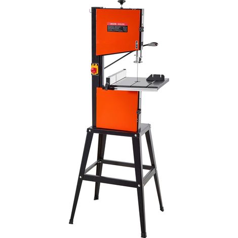 Scie à Ruban Bois 373 W Scie à Ruban de Table Largeur Coupe 254 mm Hauteur Coupe 160 mm pour Travail Bois, avec Support, Table Fonte 335x340 mm 2 Vitesses Éclairage de Travail 360° Guide Onglet (1/5)