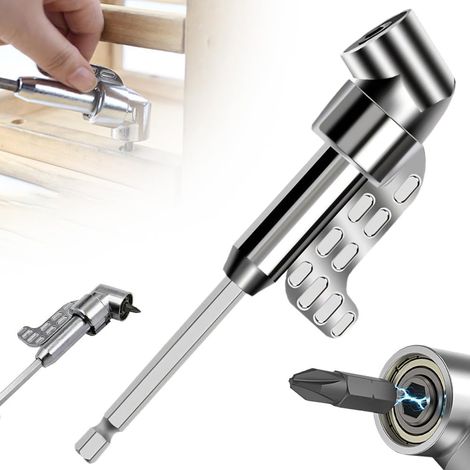 CCYKXA 105°-Winkelbohreradapter, Winkelschraubendreheraufsatz, multifunktionales Winkelbithalter-Set mit 1/4"-Magnetbithalter, zum Bohren in engen Zwischenräumen (lang)