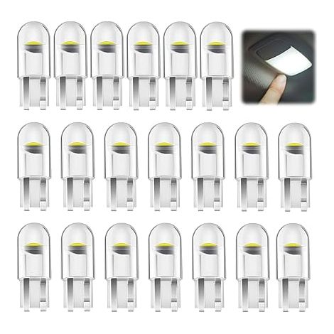 Ampoules LED W5W T10 Voiture 12V 6500K Auto Intérieur 120LM COB Éclairage Intérieur Veilleuse Remplacement Lampe de Position Plaque Dôme Blanc (1/5)