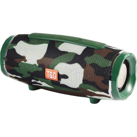 Coluna Bluetooth Portátil com Som Potente e Design Compacto em Estilo Camuflado