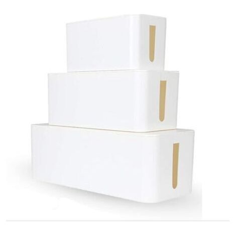 BUNTHAUS ASelected Lot de 3 Boîtes , Blanc Cache Câbles, Organisateur de câbles, Boîte de Rangement pour Câbles en Plastique Garder Les Câble Electriques, Multiprise Bien Rangés (1/5)