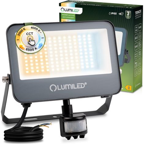 Projecteur LED Trinox 50W 5500lm CCT IP65 Gris Détecteur de mouvement et de luminosité Lumiled (1/5)