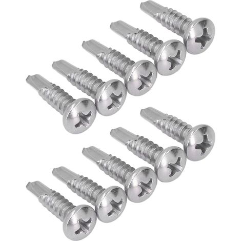 Lot de 200 vis autoperceuses à tête ronde cruciforme en acier inoxydable 410, M4,8 x 19 (1/5)