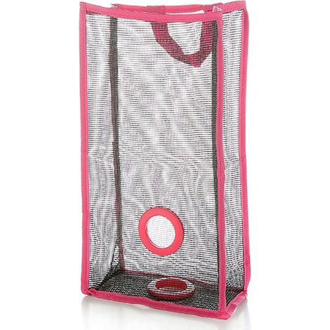 Porte-sacs d'épicerie suspendu, distributeur et organisateur de rangement pour sacs en plastique pour la cuisine (Rose rouge S) (1/5)