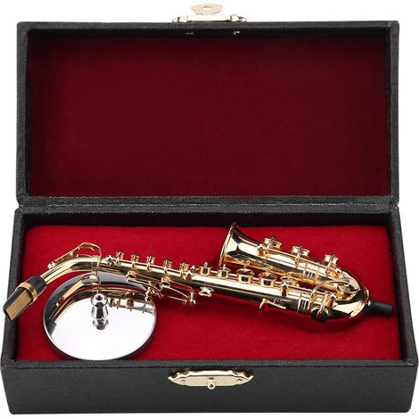 Instrumentenmodell, elegante Miniaturinstrumente, Musikmodell, exquisites, robustes 14 cm Saxophon zur Dekoration von Zuhause und Büro. (1/5)