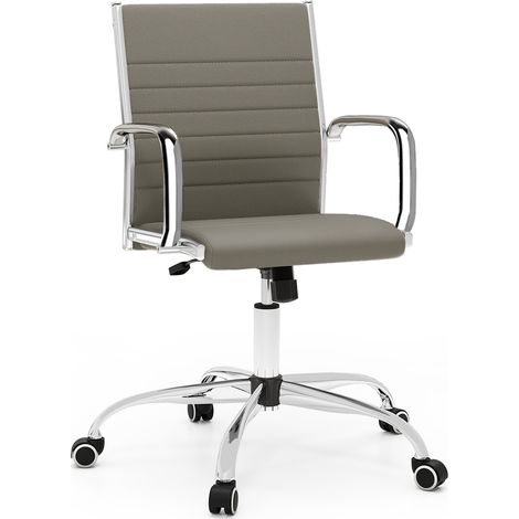 COSTWAY Office Chair Height Adjustable Conference Room Chair-Grey (1/5)