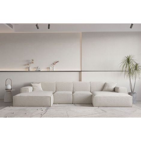Wohnlandschaft U-Form CELES PREMIUM XS in Stoff Ascot Bukla Beige (1/2)