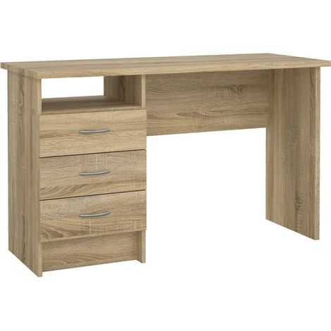Dmora Scrivania lineare con tre cassetti, colore rovere, Misure 120 x 72 x 48 cm, con imballo rinforzato (1/5)