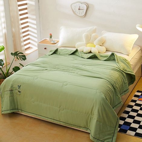 Couette Été - Fibre Lavée - Effet Rafraîchissant Menthe - 150 x 110 cm - Vert - 1 Pièce (1/5)